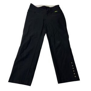 Swing Control Womens Black Snap Button Hem Crop Golf Pants Size 4